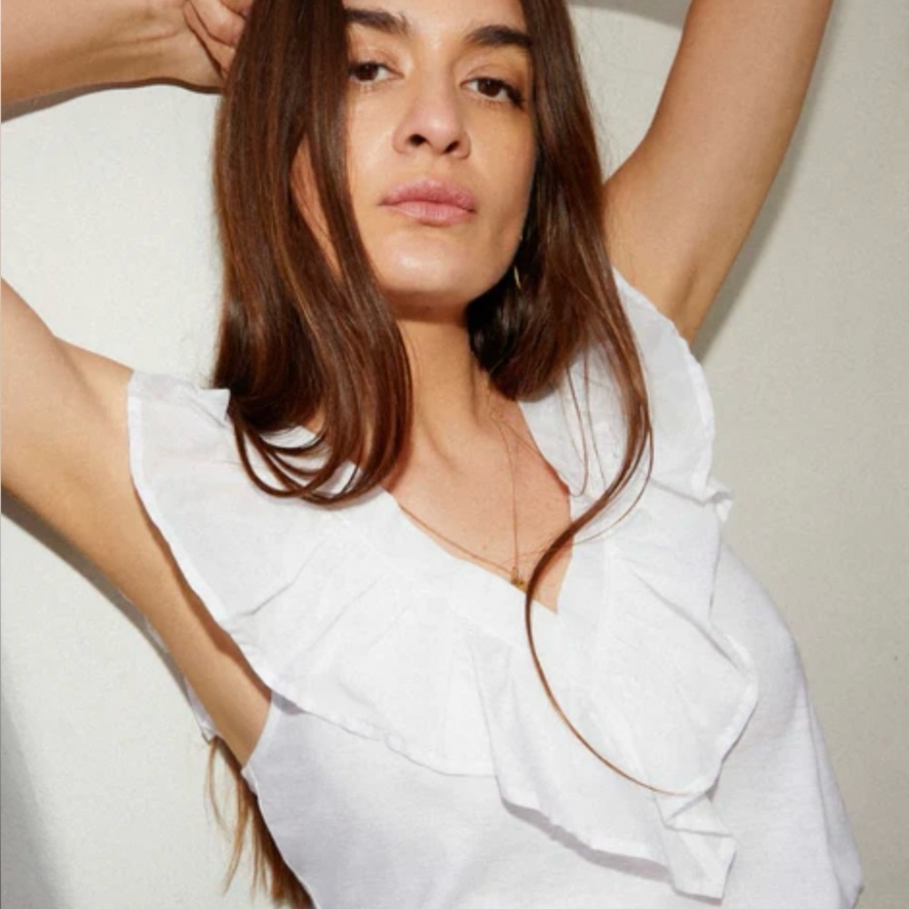 Elegant White Ruffle Top by NATION LTD